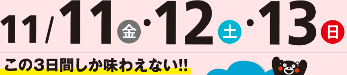 11/11（金）・12（土）・13（日）